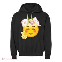 Hippy Smiley Face Peace Sign Garment-Dyed Fleece Hoodie