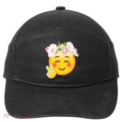 Hippy Smiley Face Peace Sign 7-Panel Snapback Hat