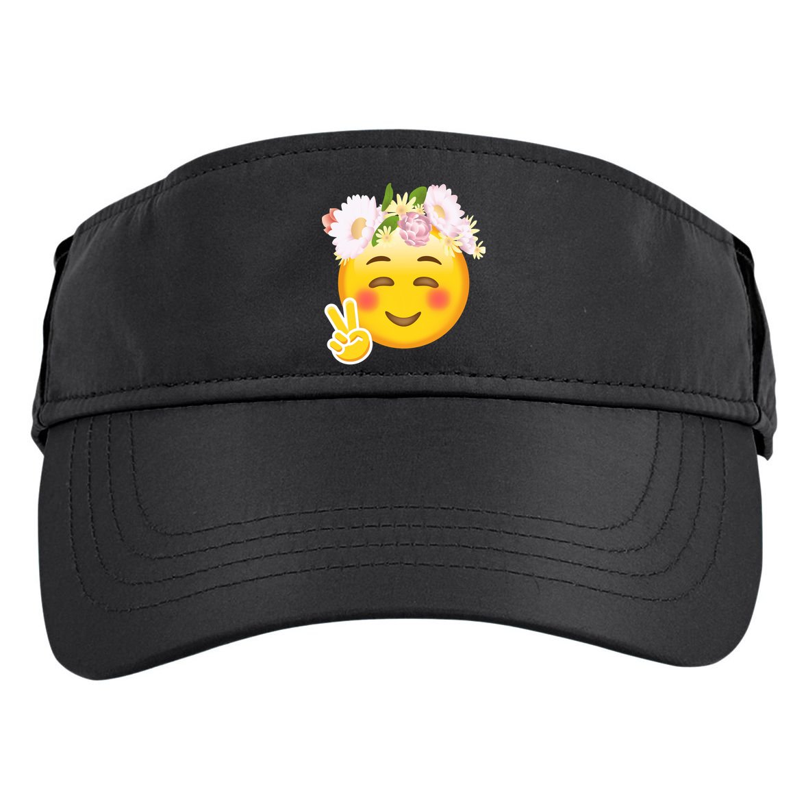 Hippy Smiley Face Peace Sign Adult Drive Performance Visor