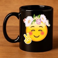 Hippy Smiley Face Peace Sign 11oz C Handle Ceramic Mug
