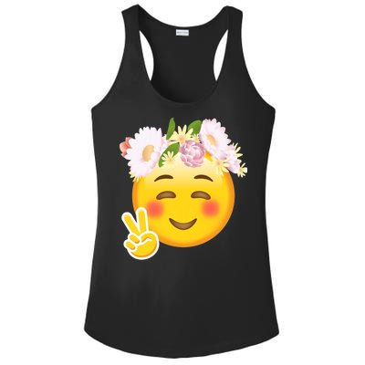 Hippy Smiley Face Peace Sign Ladies PosiCharge Competitor Racerback Tank