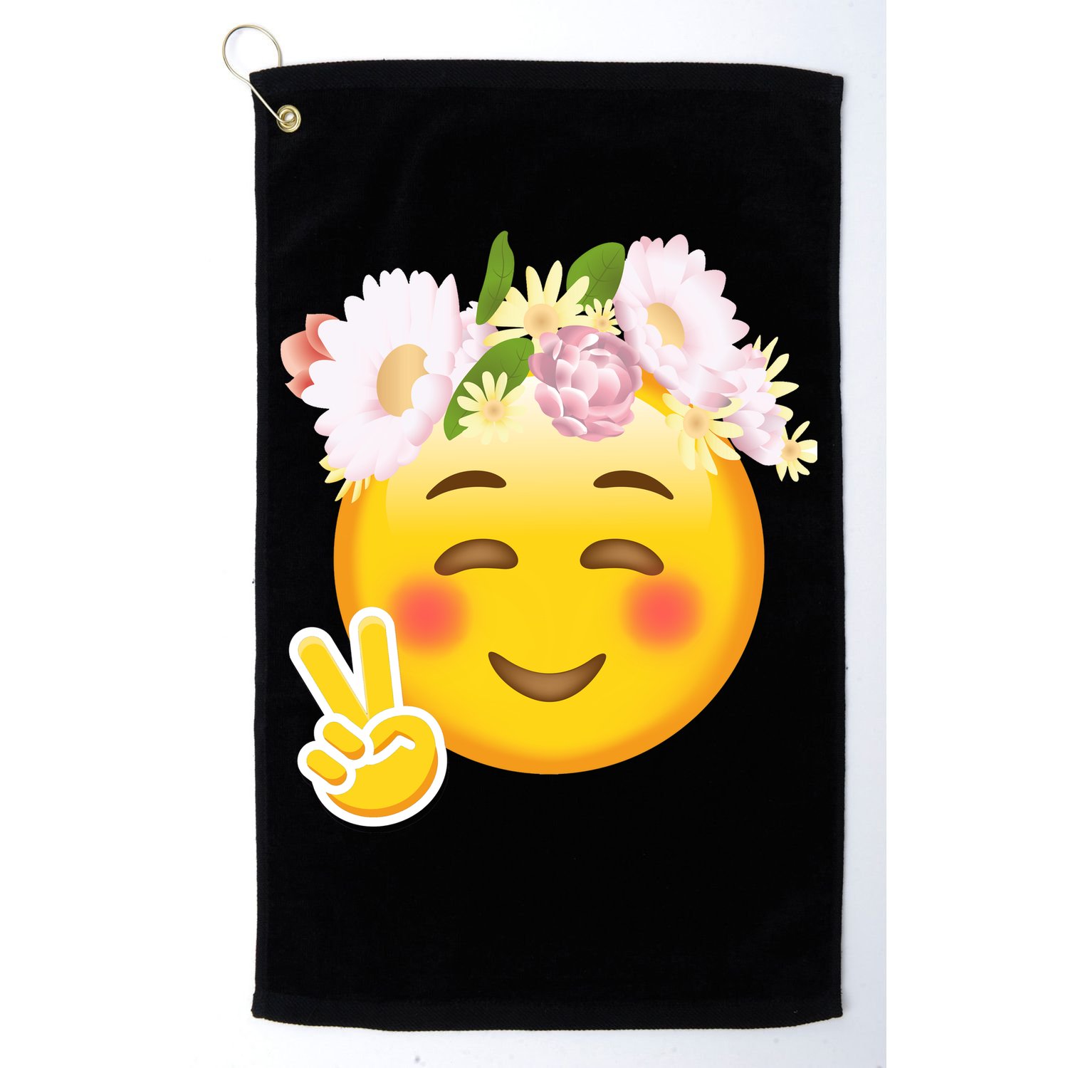 Hippy Smiley Face Peace Sign Golf Towel