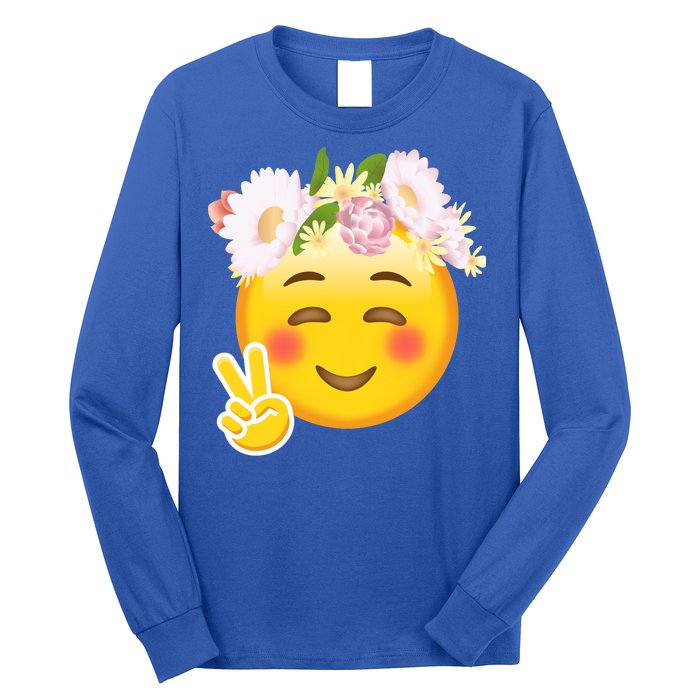 Hippy Smiley Face Peace Sign Long Sleeve Shirt