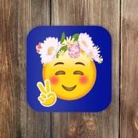 Hippy Smiley Face Peace Sign Coaster