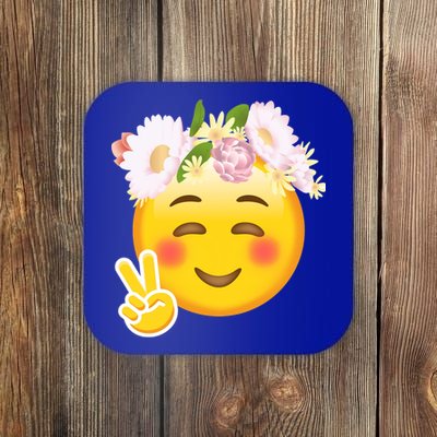 Hippy Smiley Face Peace Sign Coaster