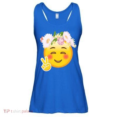 Hippy Smiley Face Peace Sign Ladies Essential Flowy Tank