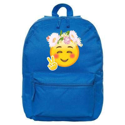 Hippy Smiley Face Peace Sign 16 in Basic Backpack