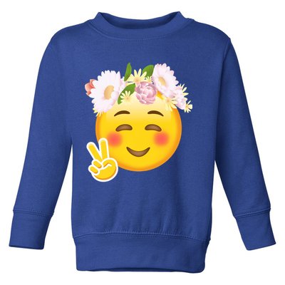 Hippy Smiley Face Peace Sign Toddler Sweatshirt