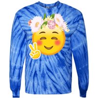 Hippy Smiley Face Peace Sign Tie-Dye Long Sleeve Shirt