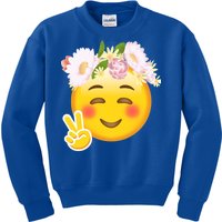 Hippy Smiley Face Peace Sign Kids Sweatshirt