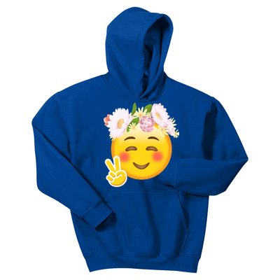 Hippy Smiley Face Peace Sign Kids Hoodie