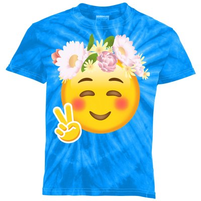 Hippy Smiley Face Peace Sign Kids Tie-Dye T-Shirt