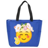 Hippy Smiley Face Peace Sign Zip Tote Bag