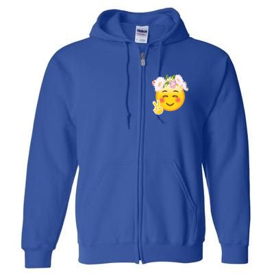 Hippy Smiley Face Peace Sign Full Zip Hoodie