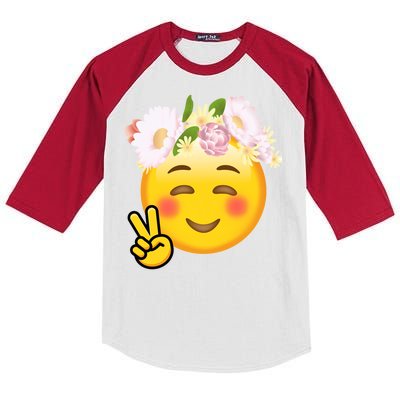 Hippy Smiley Face Peace Sign Kids Colorblock Raglan Jersey