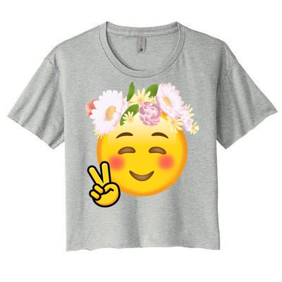 Hippy Smiley Face Peace Sign Women's Crop Top Tee