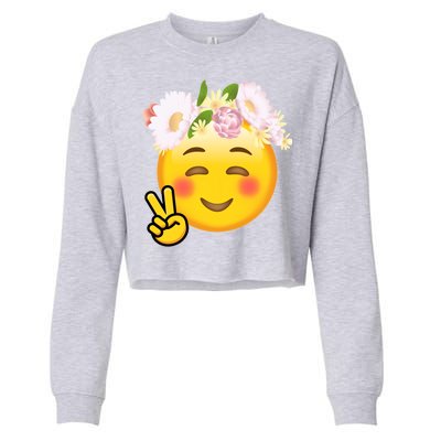 Hippy Smiley Face Peace Sign Cropped Pullover Crew