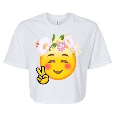 Hippy Smiley Face Peace Sign Bella+Canvas Jersey Crop Tee