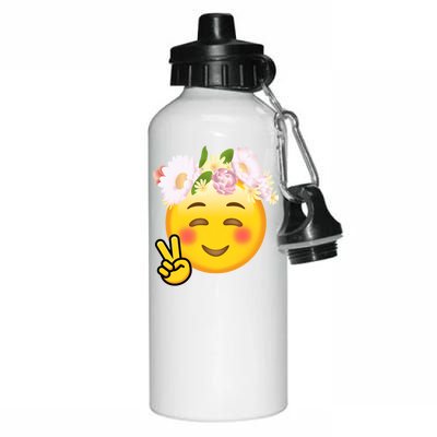 Hippy Smiley Face Peace Sign Aluminum Water Bottle