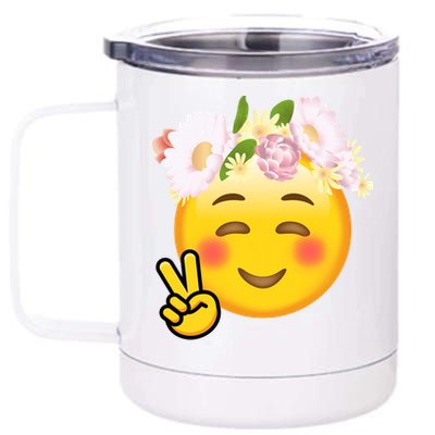 Hippy Smiley Face Peace Sign 12 oz Stainless Steel Tumbler Cup