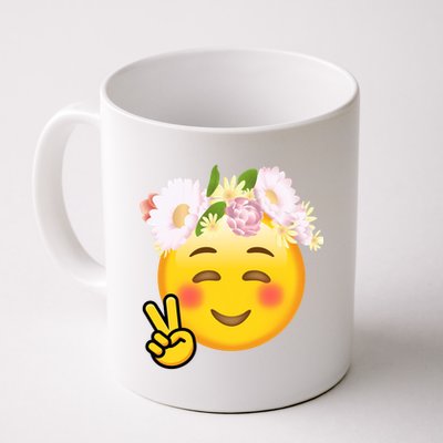 Hippy Smiley Face Peace Sign Coffee Mug