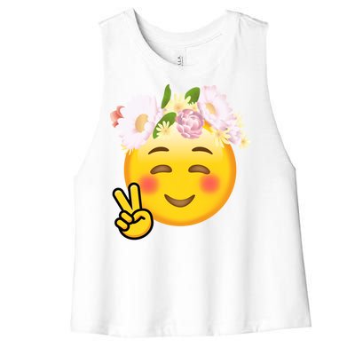 Hippy Smiley Face Peace Sign Women's Racerback Cropped Tank