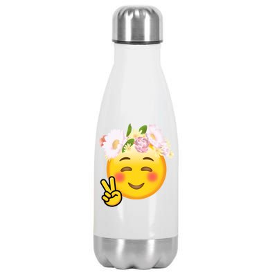 Hippy Smiley Face Peace Sign Stainless Steel Insulated Water Bottle