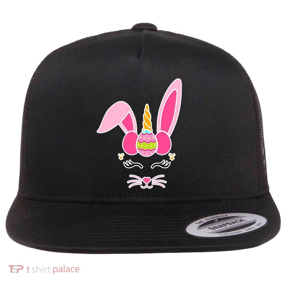 Hipster Bunnycorn Easter Bunny Unicorn Flatbill Hat
