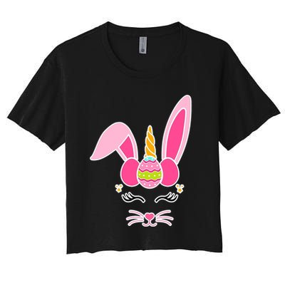 Hipster Bunnycorn Easter Bunny Unicorn Women's Crop Top Tee