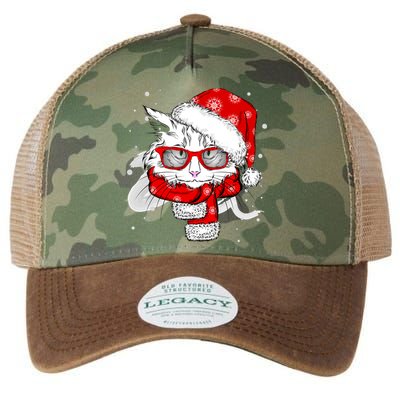 Hipster Christmas Cat Legacy Tie Dye Trucker Hat