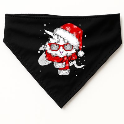 Hipster Christmas Cat USA-Made Doggie Bandana