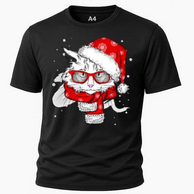 Hipster Christmas Cat Performance Shirt