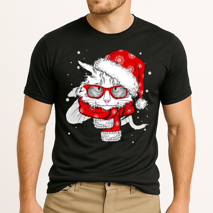 Hipster Christmas Cat Cooling Performance Crew T-Shirt