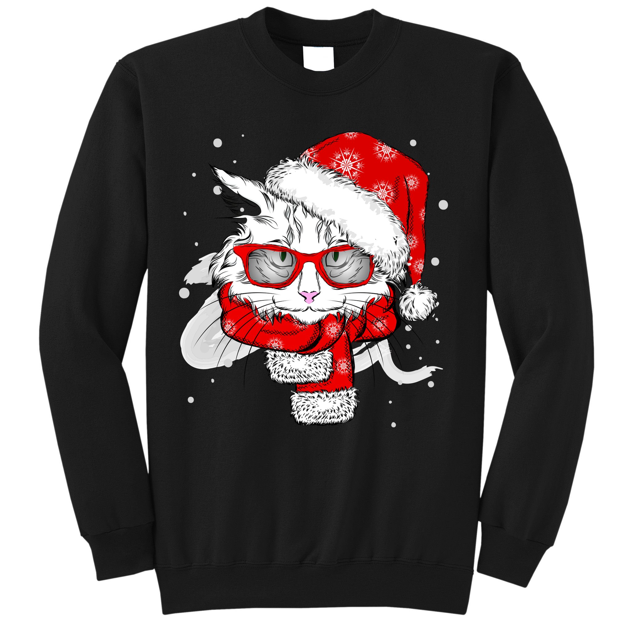 Hipster Christmas Cat Sweatshirt