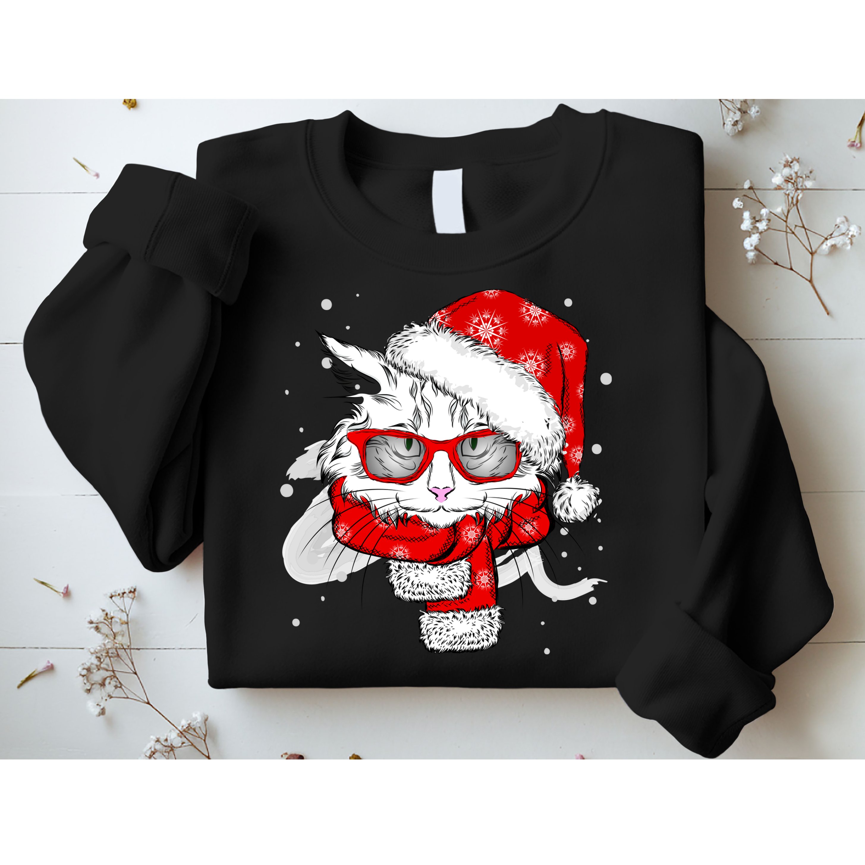 Hipster Christmas Cat Sweatshirt