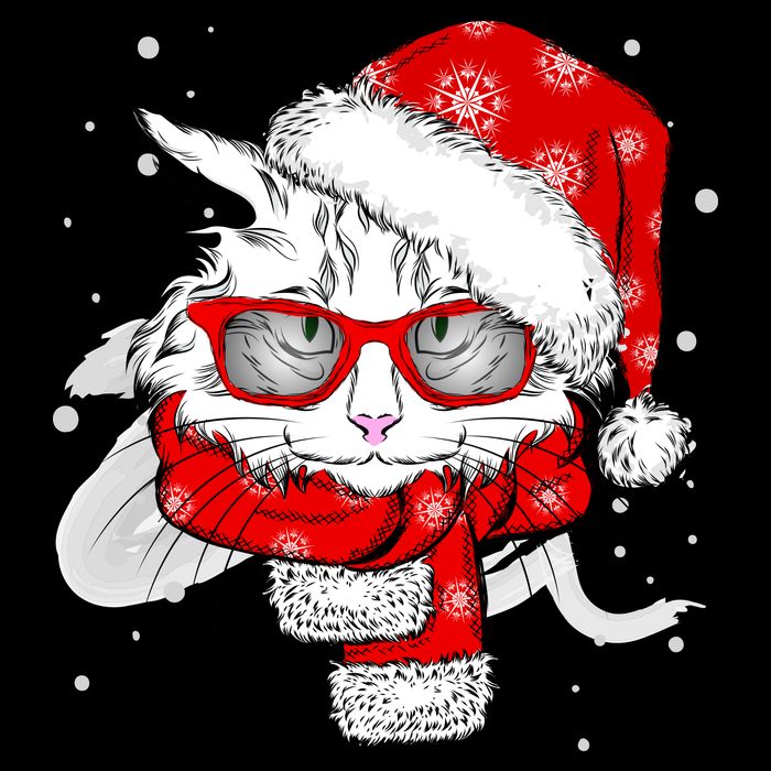 Hipster Christmas Cat Sustainable Bucket Hat