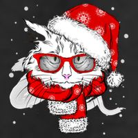Hipster Christmas Cat Adult Drive Performance Visor
