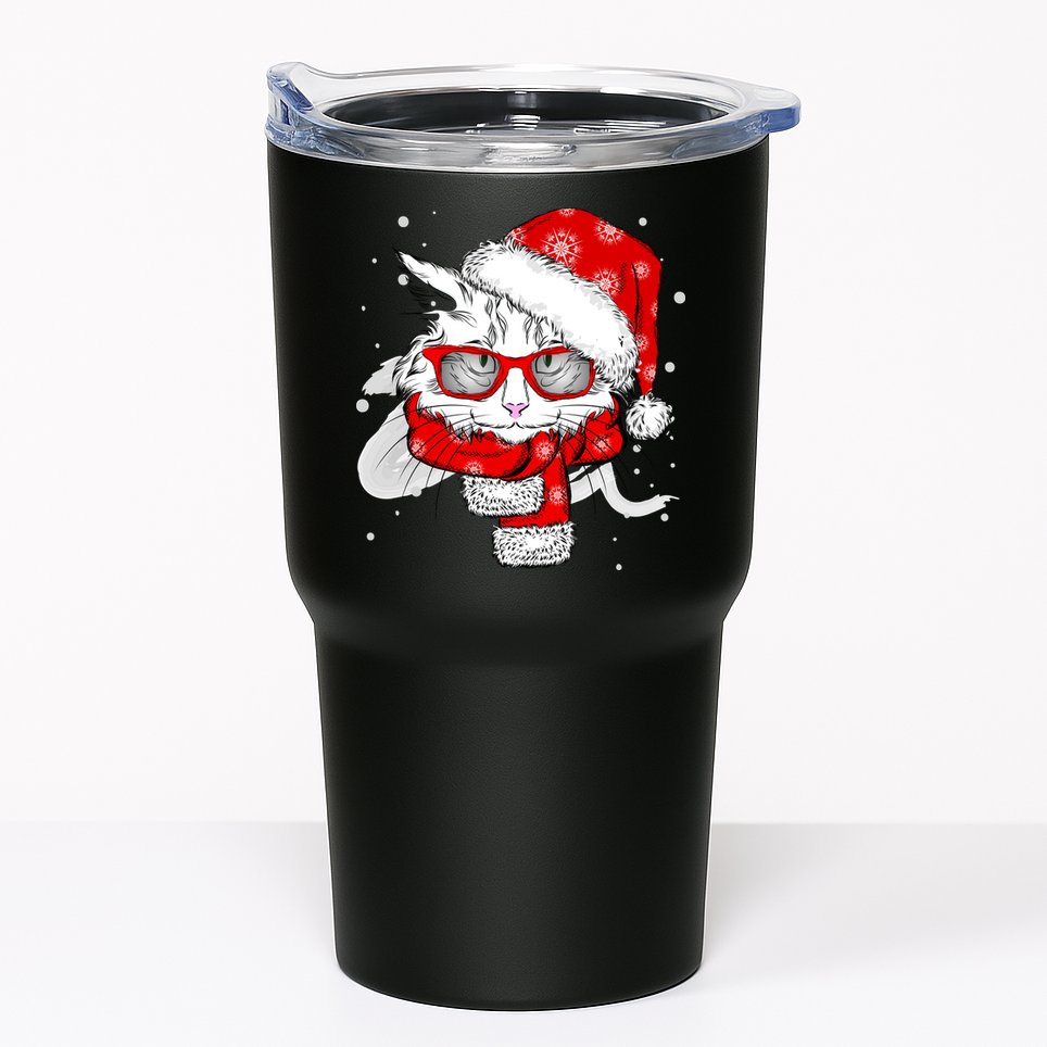 Hipster Christmas Cat Tumbler