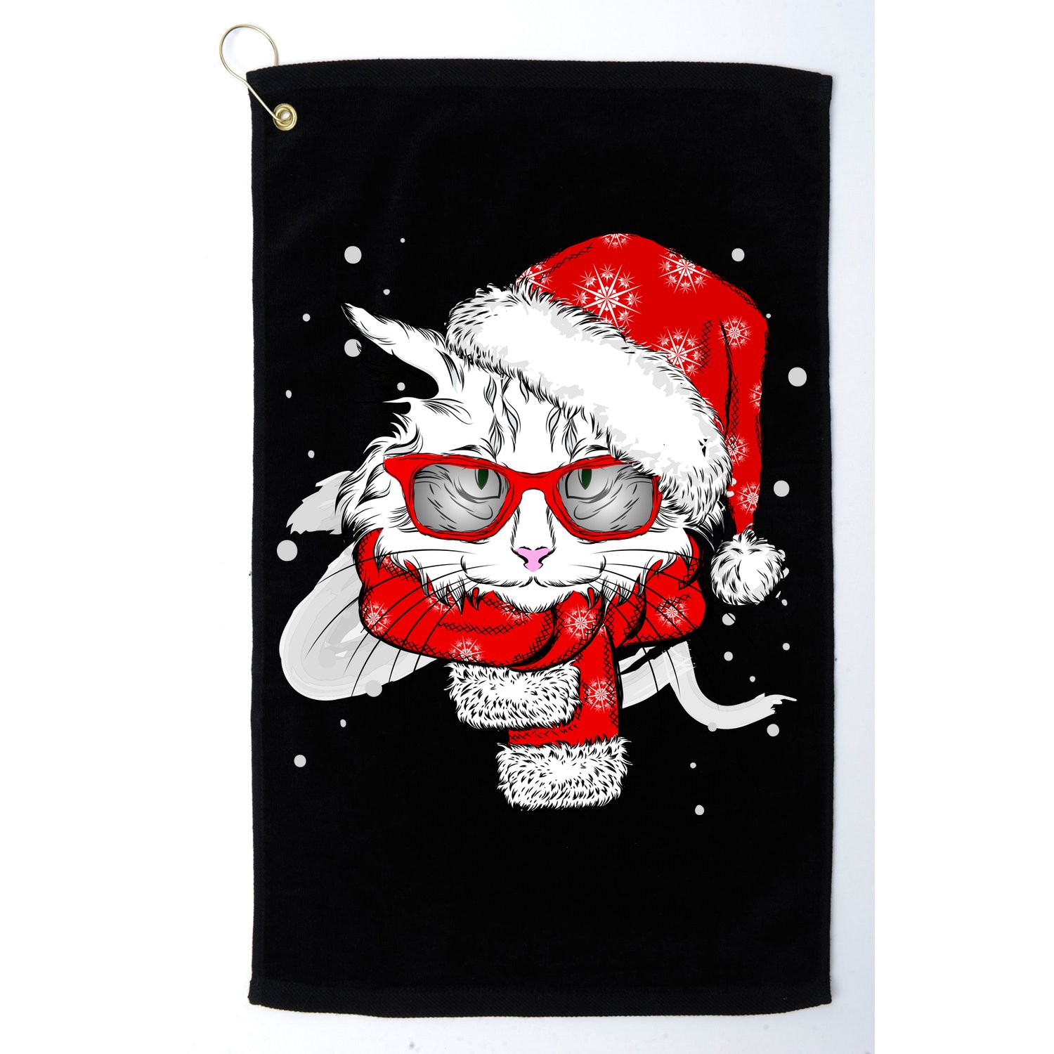 Hipster Christmas Cat Golf Towel