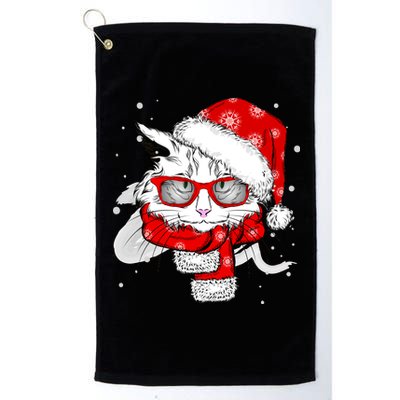 Hipster Christmas Cat Platinum Collection Golf Towel