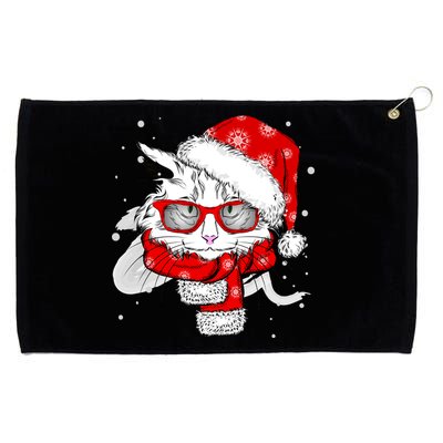 Hipster Christmas Cat Grommeted Golf Towel