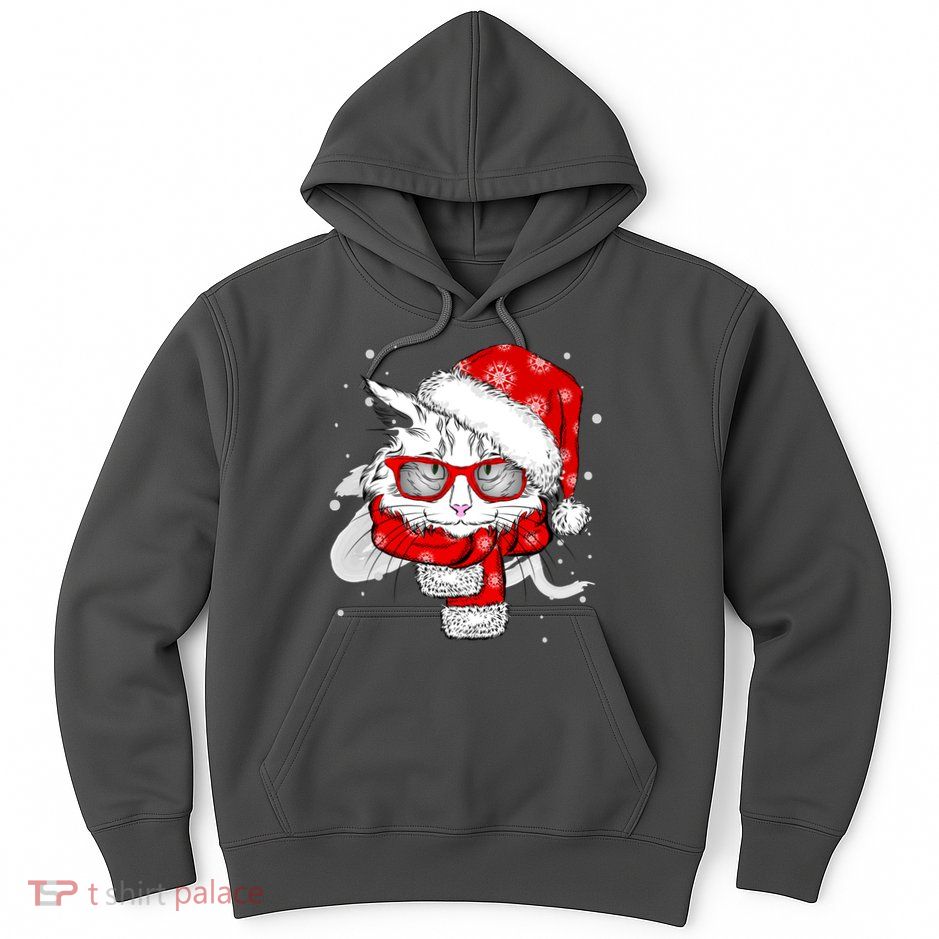Hipster Christmas Cat Hoodie