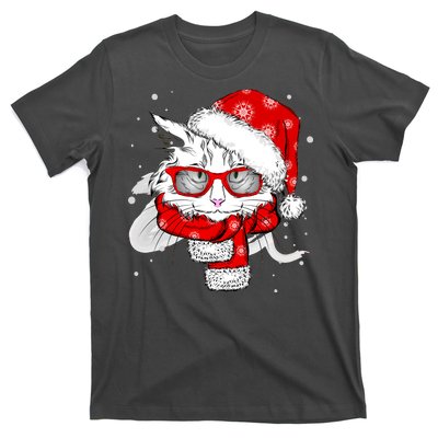 Hipster Christmas Cat T-Shirt