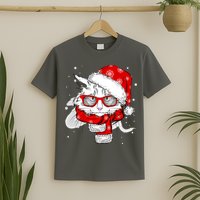 Hipster Christmas Cat T-Shirt