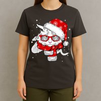 Hipster Christmas Cat T-Shirt