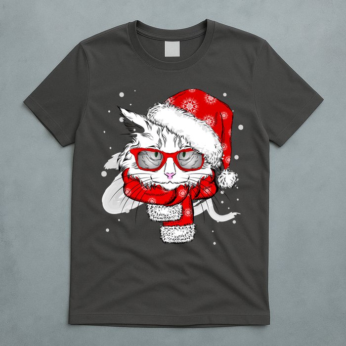 Hipster Christmas Cat T-Shirt