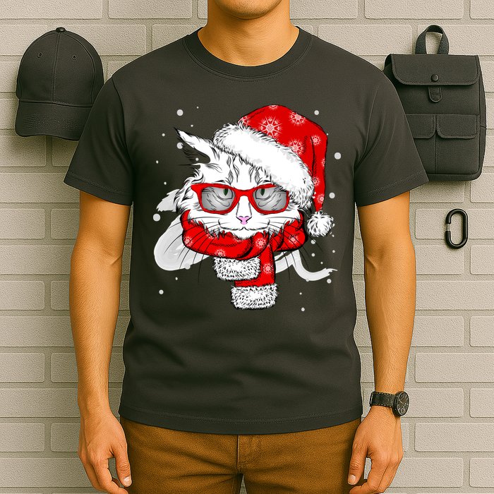 Hipster Christmas Cat T-Shirt