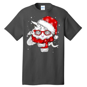 Hipster Christmas Cat Tall T-Shirt