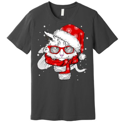 Hipster Christmas Cat Premium T-Shirt