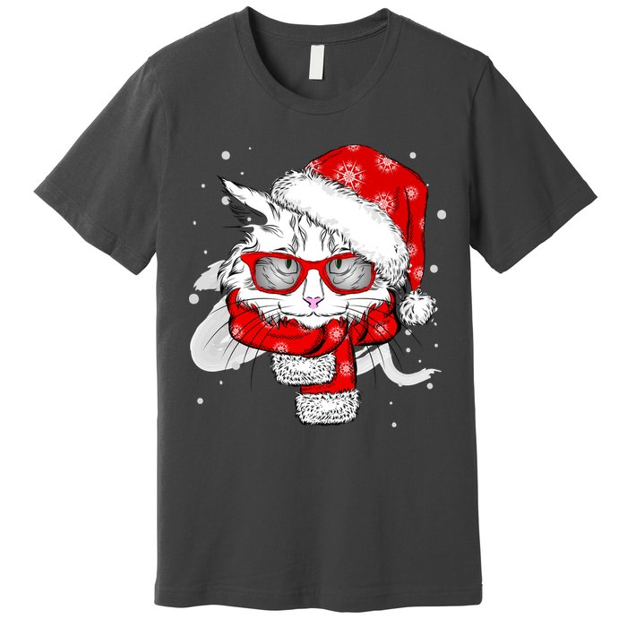 Hipster Christmas Cat Premium T-Shirt